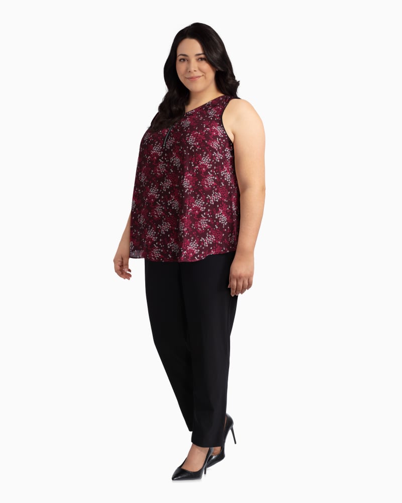 Plus size model with rectangle body shape wearing Claudette Zip Front Tank  by Prescott New York | Dia&Co | dia_product_style_image_id:112254